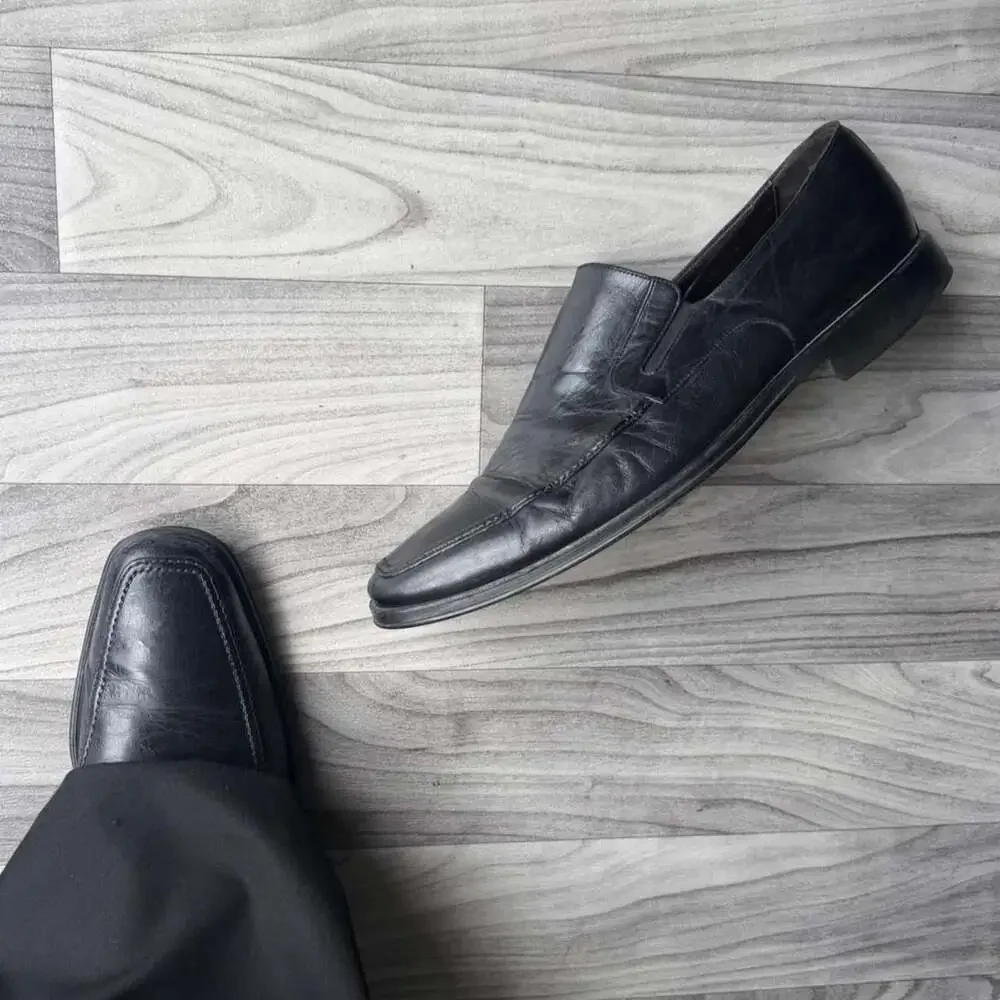 Bruno Magli Raging Black Leather Loafers Size 11